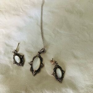 Elegant Silver and White Jewelry Set